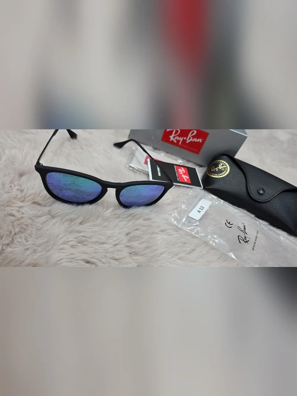 Ray-Ban Erika, Polarized, Matte Black Frame And Reflective Lenses NEW